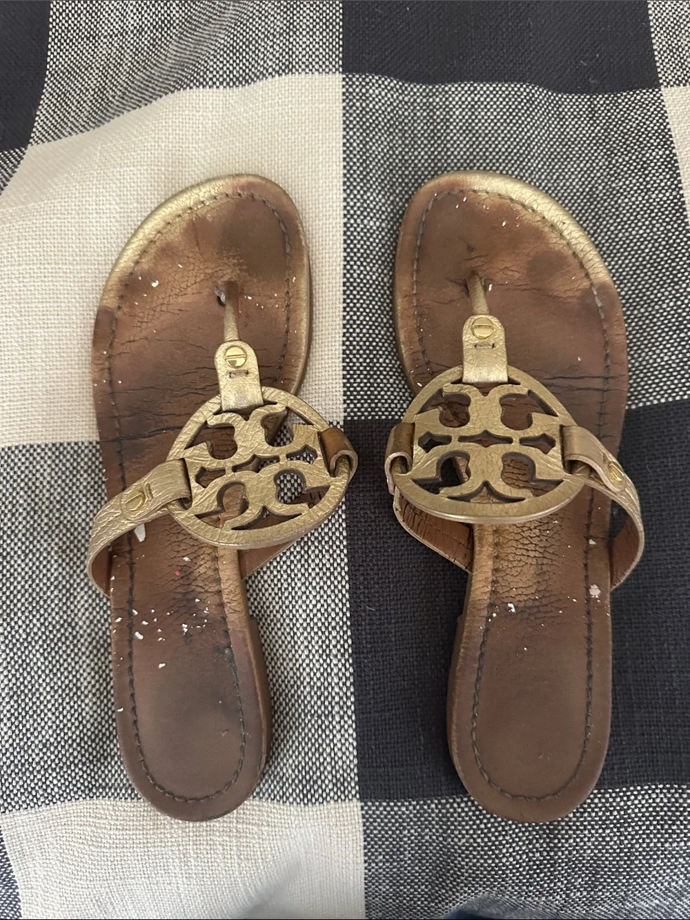 Tory Burch Milled Gold Leather Sandals